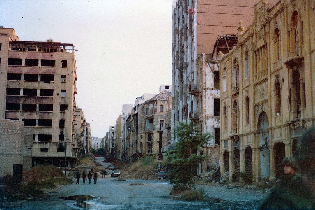 Destruction from the Lebanese civil war. Beirut. Photo by Bertil Videt © Wikipedia, Creative Commons