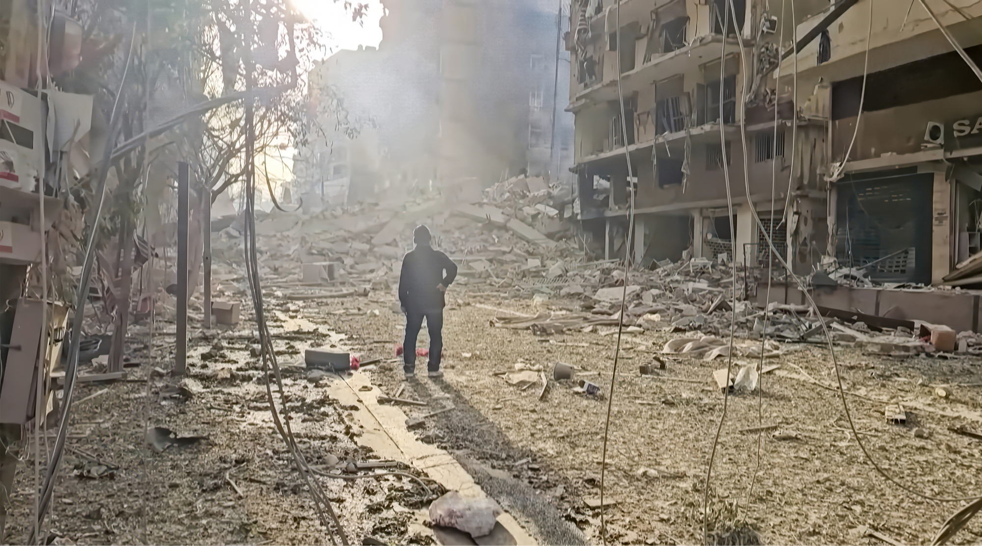 Destruction in Dahyeh, a suburb in southern Beirut, during the conflict in Lebanon.